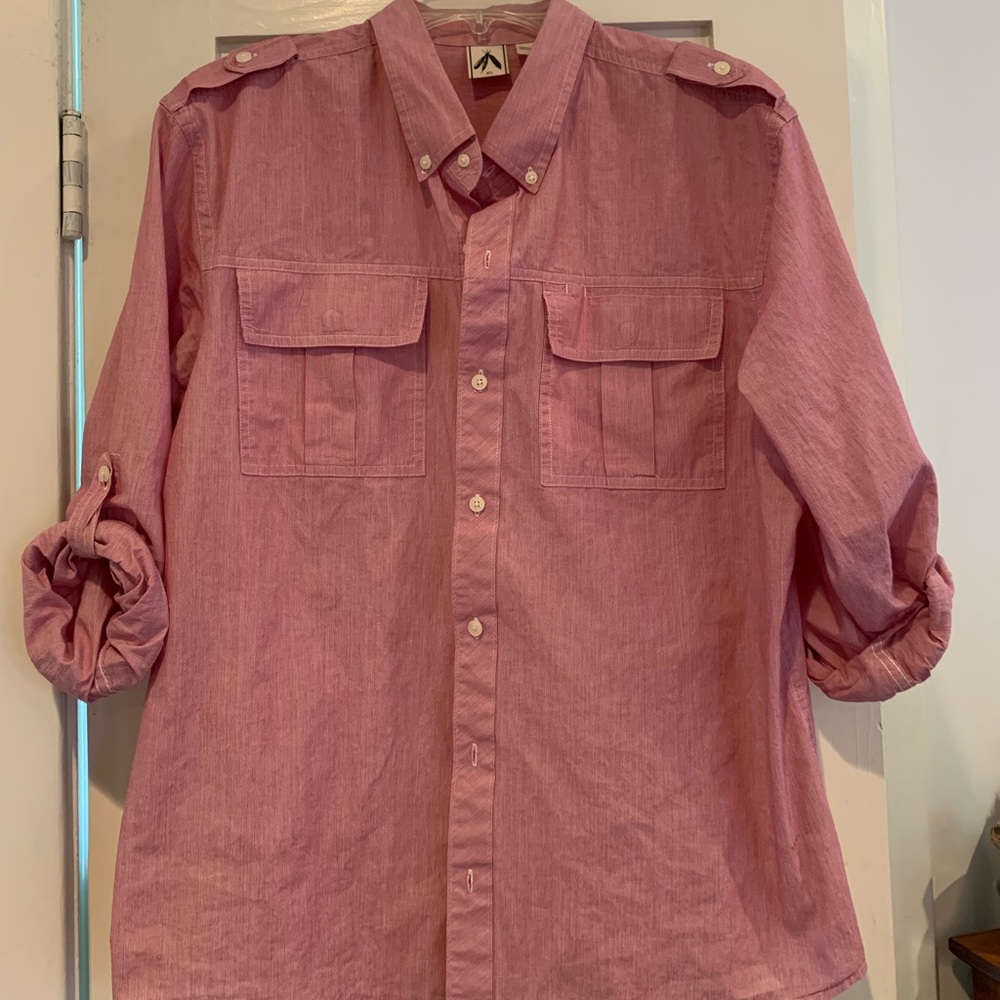 Red pinstripe men’s button down - slim fit